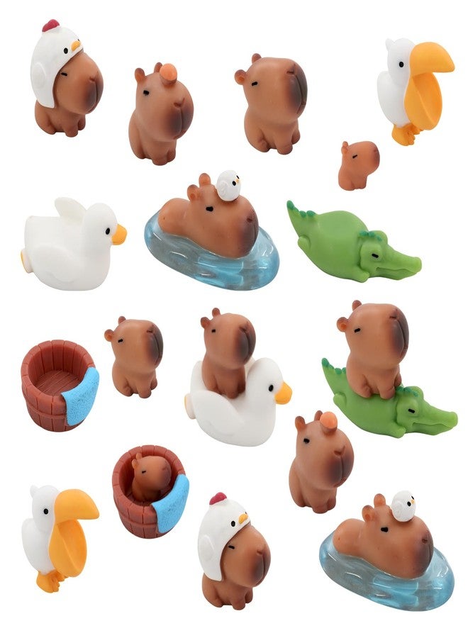 Xorim Capybara Toy 20 Pcs Set Mini Capybara Cute Resin Cake Decoration Suitable for Car Dashboard, Toy House, Micro Landscape Bonsai Craft, Fairy Garden Home Decoration (Khaki) - Image 1